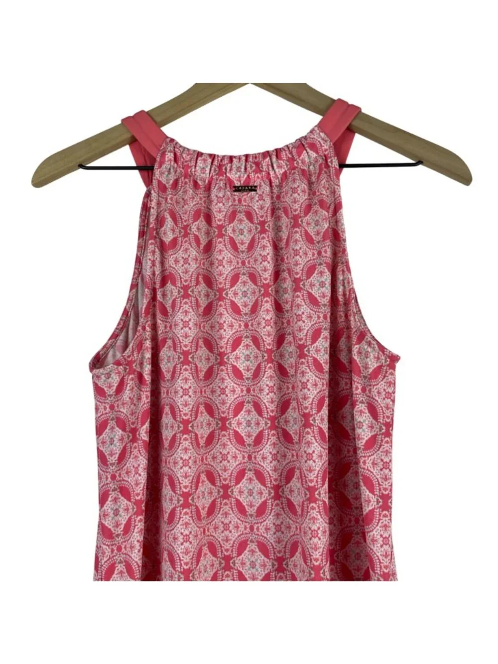 Cabana Life Sleeveless Pink & Teal Patterned Dress With Keyhole Detail small - Picture 7 of 9